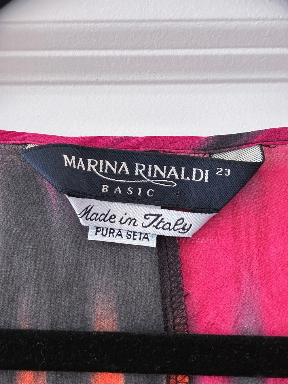 Marina Rinaldi Size 23 100% Silk Patterned Sheer Blouse - Picture 7 of 8